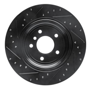BMW 530I Brake Rotor (1) - Rear Right - R1 Concepts - Drilled & Slotted - Black - `04-`10